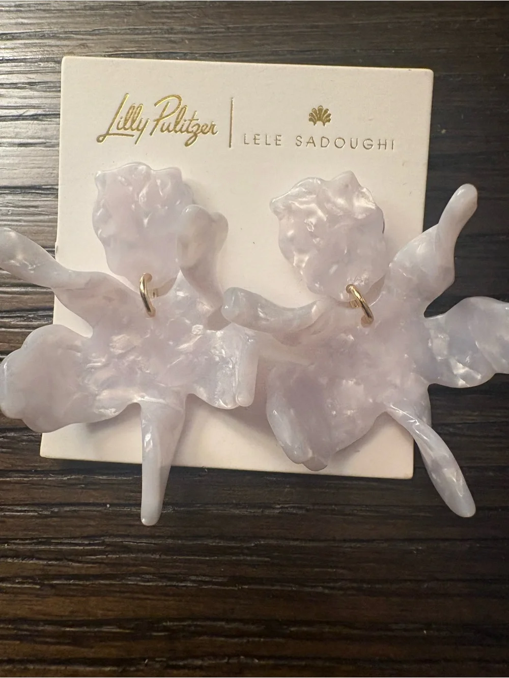 NEW Lilly Pulitzer x Lele Sadoughi ivory statement earrings